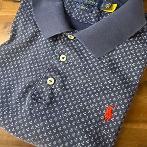 Polo Ralph Lauren‎ Classic Fit Polo Shirt Mens L Anchor Print Red Pony Logo